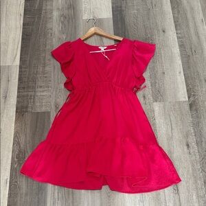 ❄️☀️Max Studio Vibrant Pink Flutter Sleeve Dress